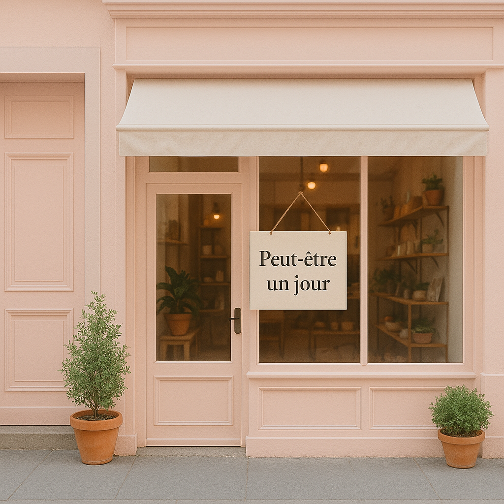 Façade de boutique écrit Un jour peut-être